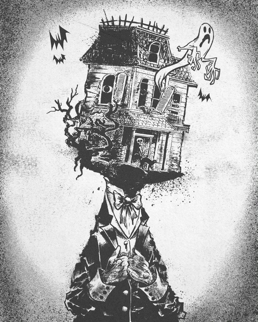 Man With a Haunted House for a Head Perfume Bottle