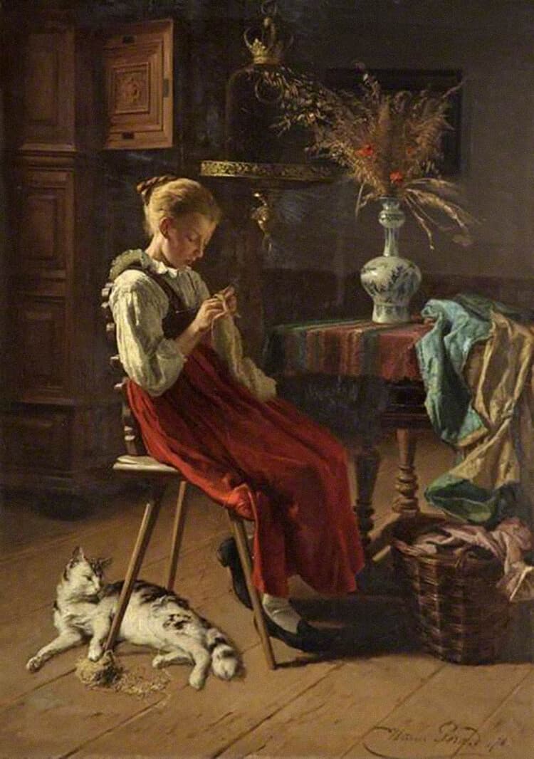 A Girl Knitting Perfume Bottle