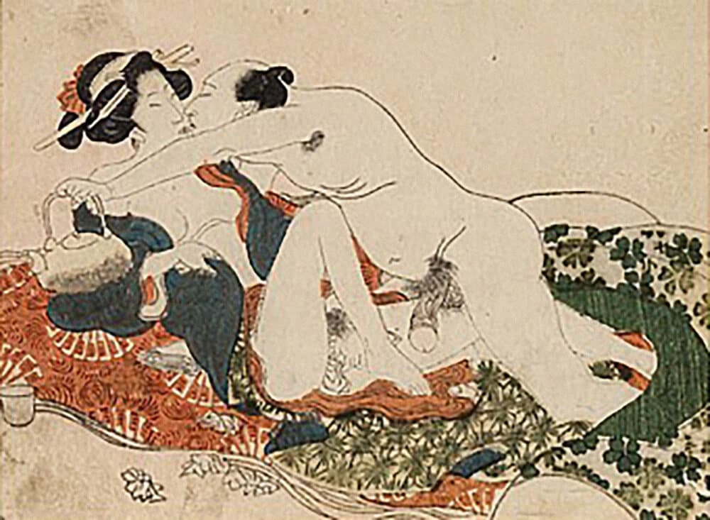Couple Engaged in Intimate Acts As the Man Pours Tea Perfume Bottle