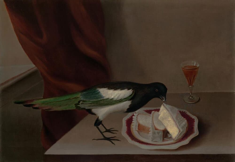 English Magpie Eating Cake Perfume Bottle
