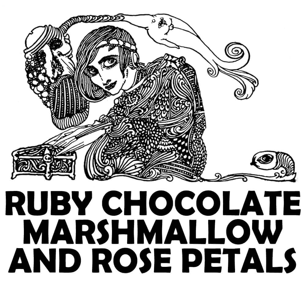 Ruby Chocolate, Marshmallow, and Rose Petals Perfume Bottle
