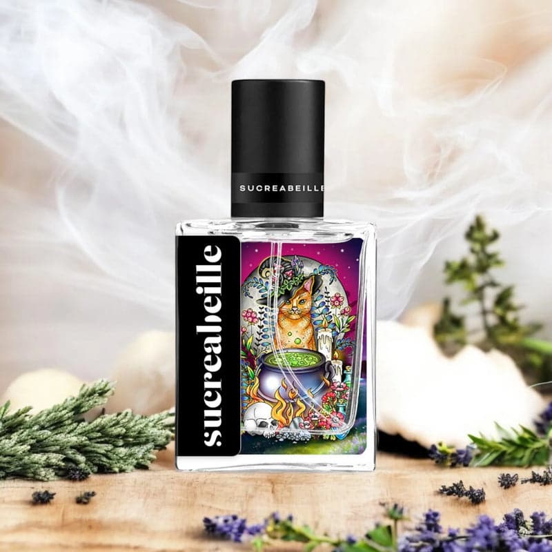 Candle Cat and Cauldron Perfume Bottle
