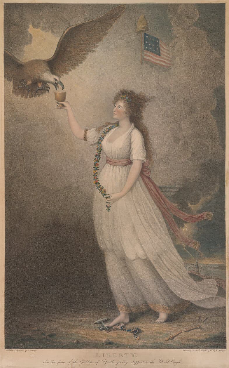 Liberty: in the Form of the Goddess of Youth, Giving Support to the Bald Eagle Perfume Bottle