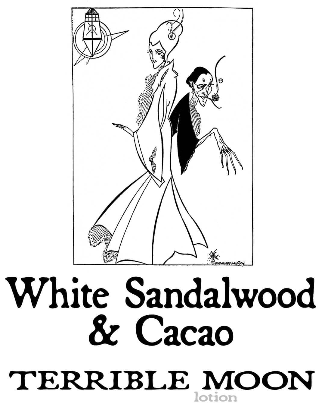Terrible Moon: White Sandalwood and Cacao Lotion Perfume Bottle