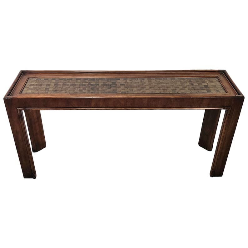 Vintage Drexel Heritage Console Table, Faux Bamboo Rattan, Hollywood Regency by Covenless Botanicals